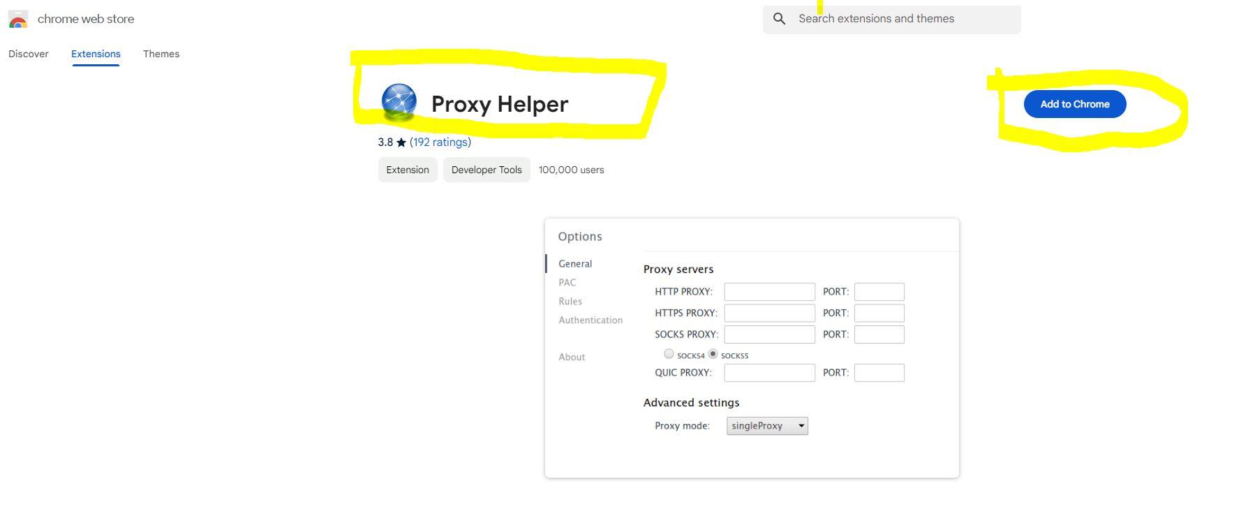 proxy helper in chrome extension