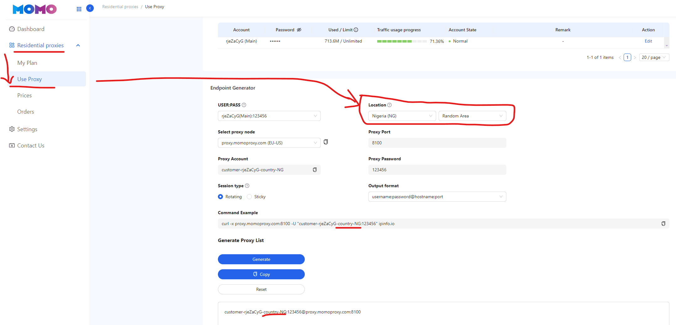 get proxy in MoMo Proxy