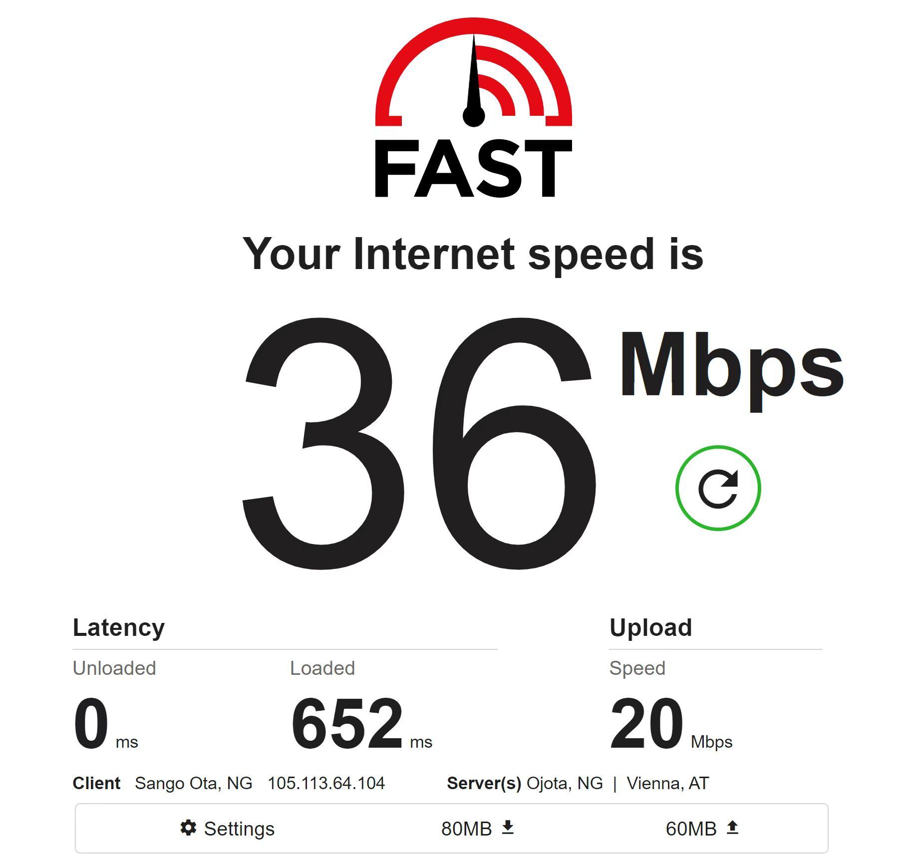 test speed in Nigeria