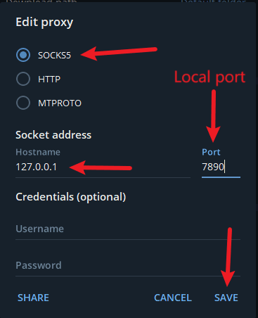 local port proxy settings