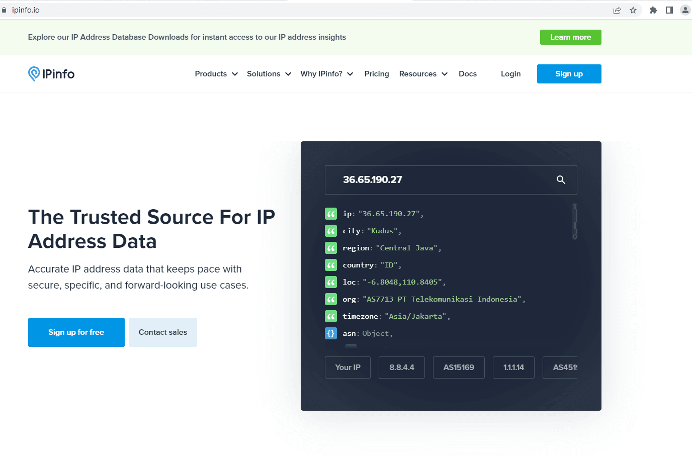 check indonesia proxy in ipinfo.io