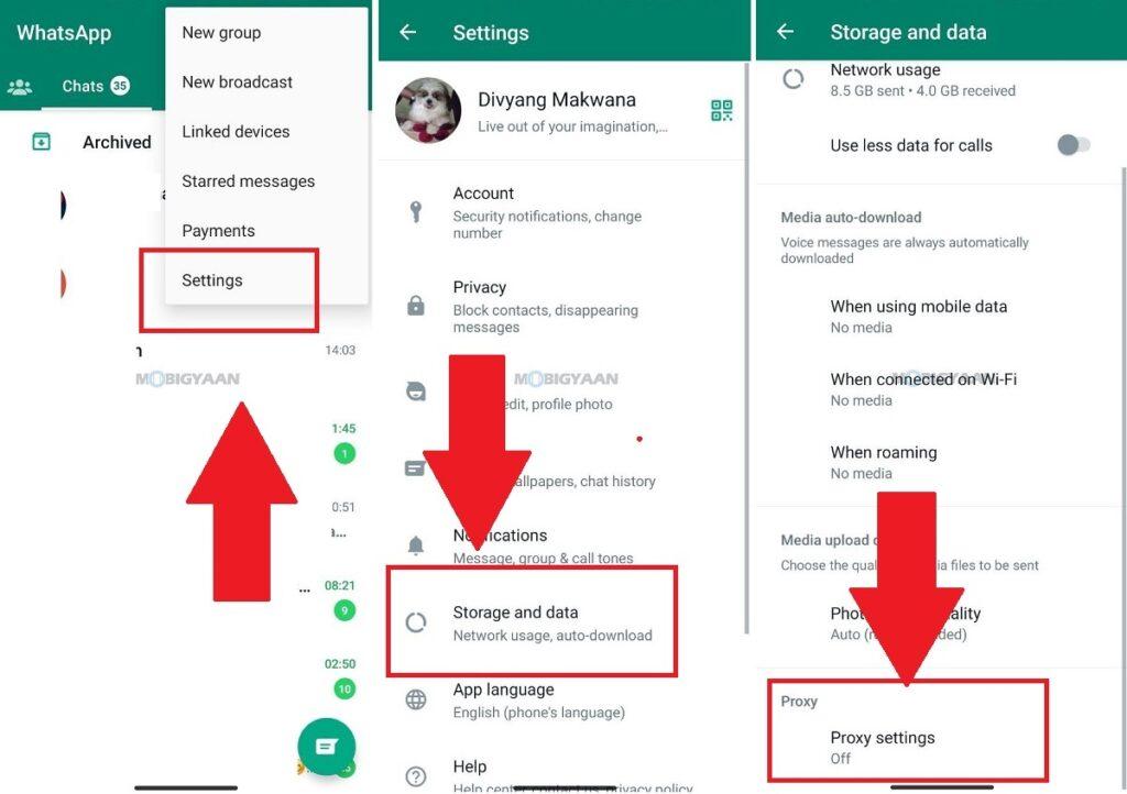 proxy settings in WhatsApp