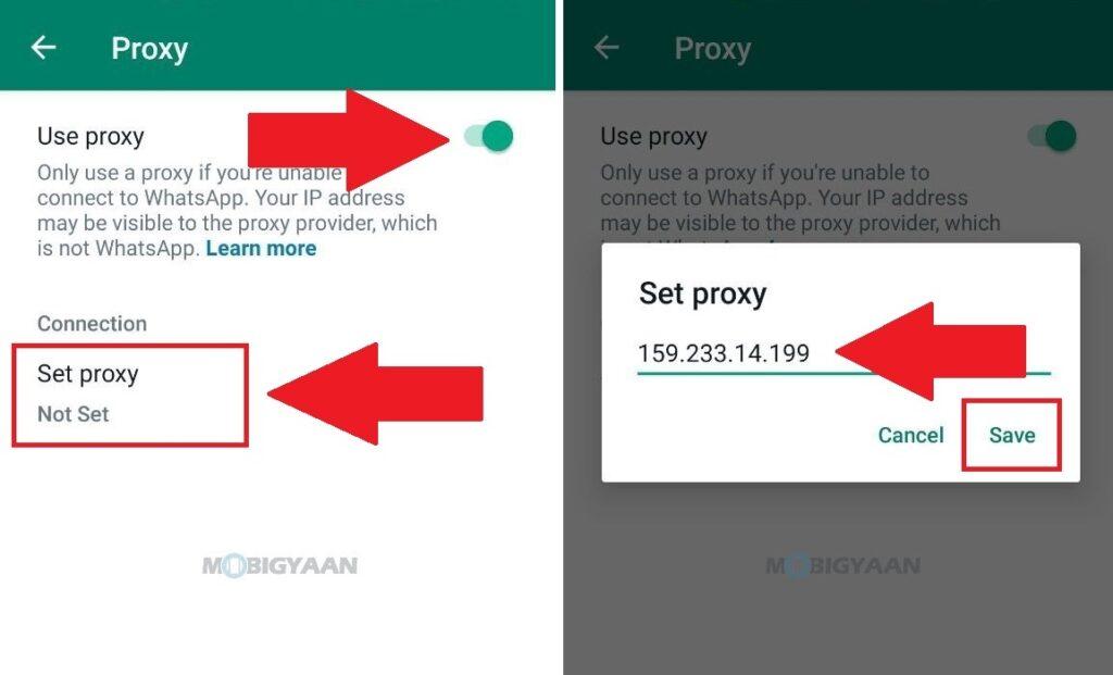 proxy settings in WhatsApp