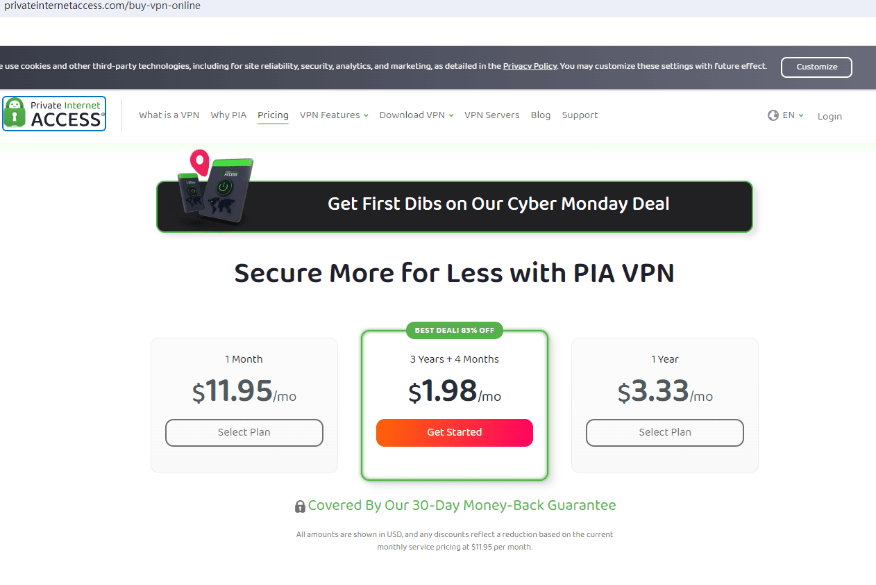 price plan of pia proxy