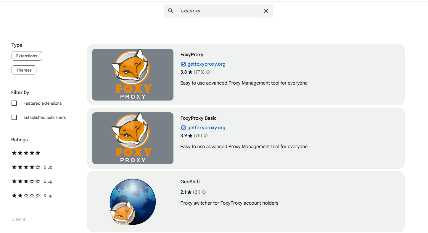 search foxyproxy in chrome web store