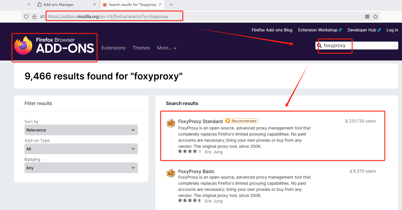 firefox addons search foxyproxy