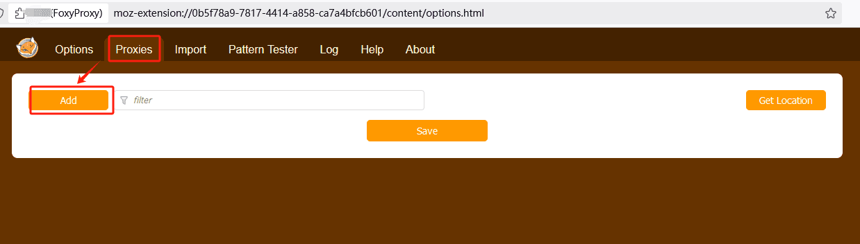 firefox foxyproxy click proxies and add