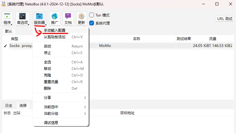配置代理服务器手动输入配置