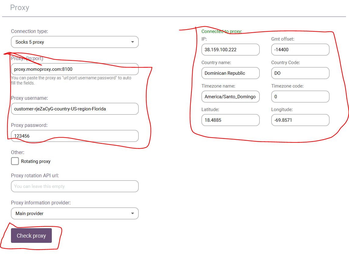 proxy setting and check proxy