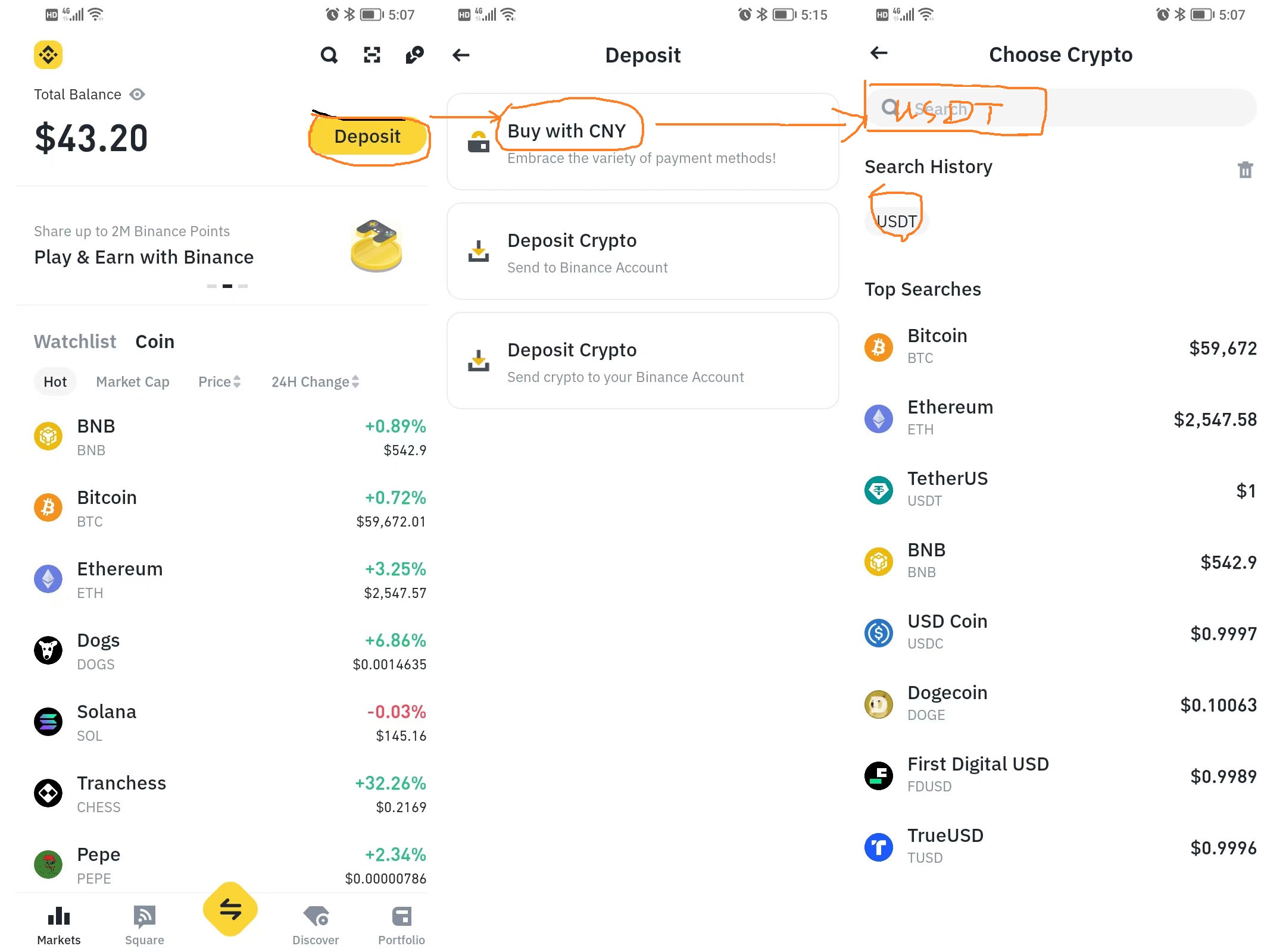 deposit USDT by Alipay WeChat in binance 1