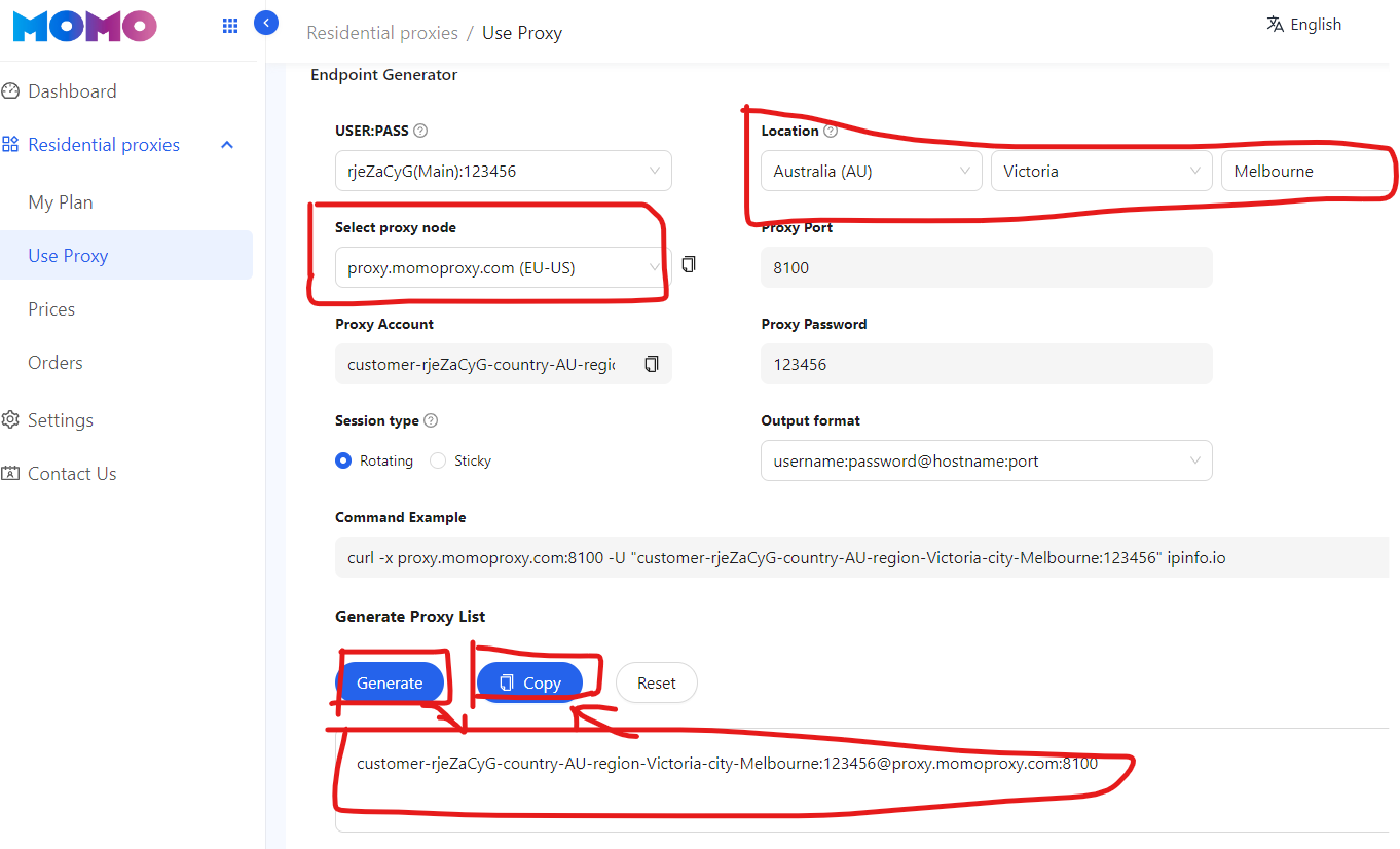 generate proxy in momoproxy