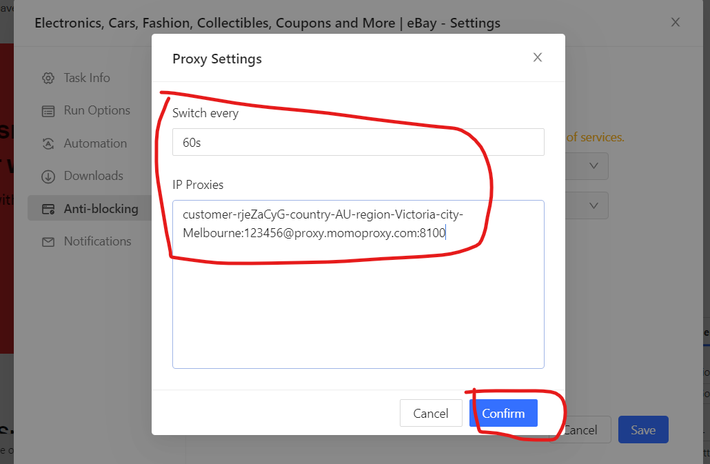 proxy settings in octoparse